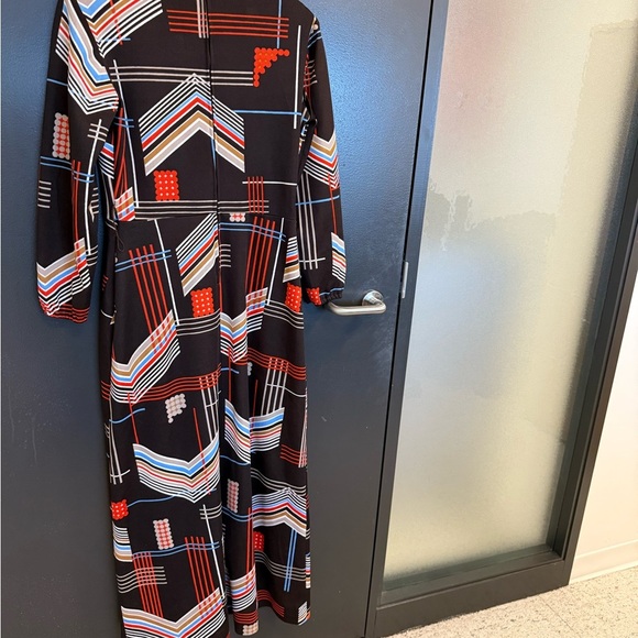 Joan Curtis size 12 (fits size 8-10) Long Sleeve Bishop Dress Geometric Pattern - Picture 10 of 15